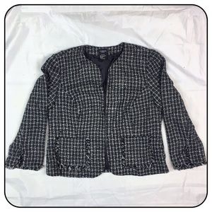 Vintage George Black and White Fringe Tweed Blazer